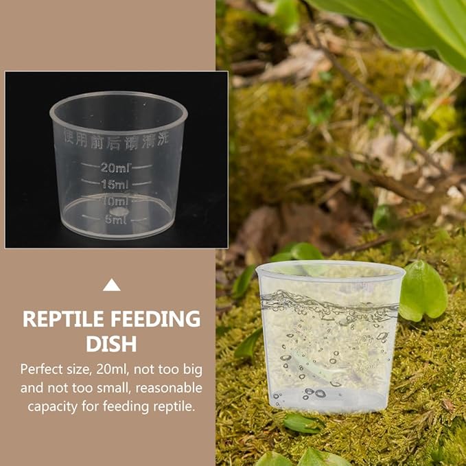 POPETPOP 30pcs Reptile Food Measuring Cups 20ml Reusable Washable Feeding Bowls for Gecko Lizard Terrarium Pet Supplies