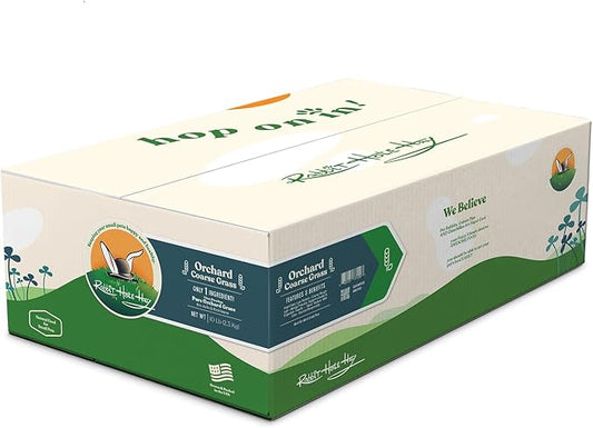 Rabbit Hole Hay - Ultra Premium Coarse Orchard Grass for Small Pets - 10 lb Box - Fresh & Nutritious