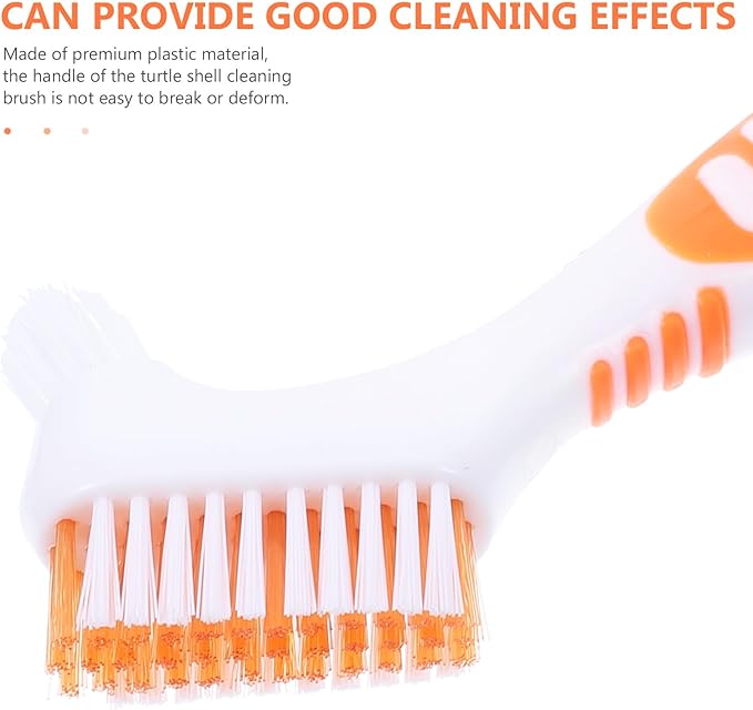 Abaodam Double-Head Turtle Shell Cleaning Brush, Small Portable Double-Side Scrubber for Aquatic Turtle and Tortoise Shell Mud Removal, Orange, Multi-Functional Reptile Health Care Tool