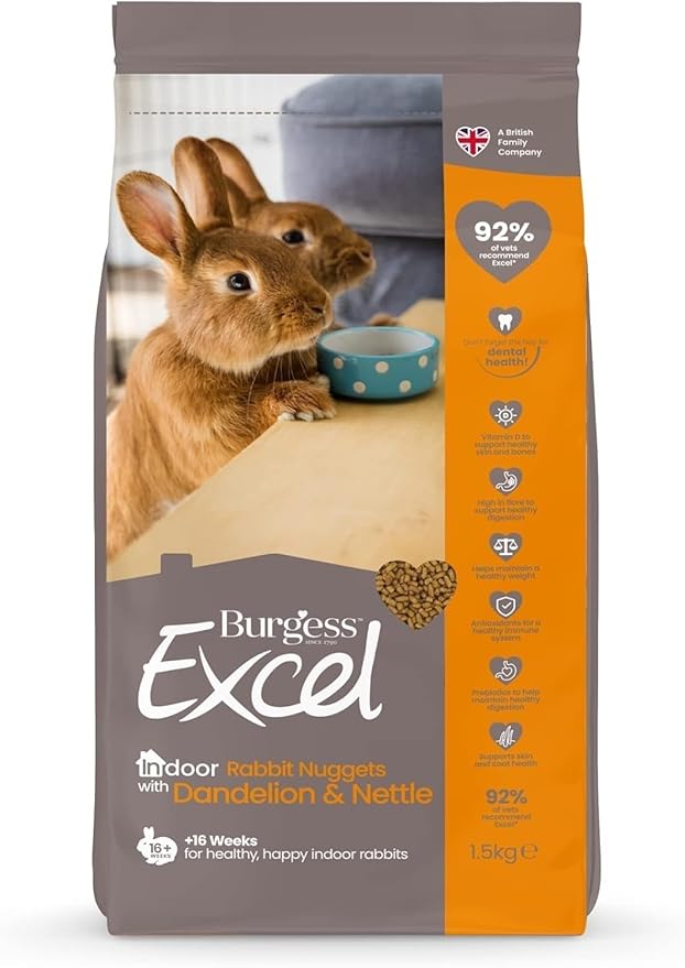 ADSDIA Excel Burgess Indoor Rabbit Nuggets, 1.5 kg