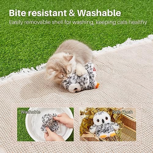 Potaroma Flapping Owl Cat Toys (No Flying), Lifelike Bird Chirp, Rechargeable Touch Activated Kitten Toy, Interactive Catnip Kicker Exercise Toys 4.0" for All Breeds - Image 4