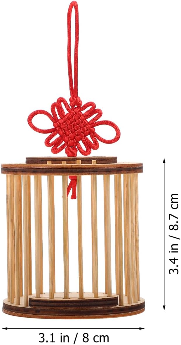 FRCOLOR Wooden Cricket Cage Carrying Cylindrical Enclosure Budgie Butterfly Habitat Insect Dragonfly Breeding Finch Feeder Bird Cage Kids Outdoor Toys