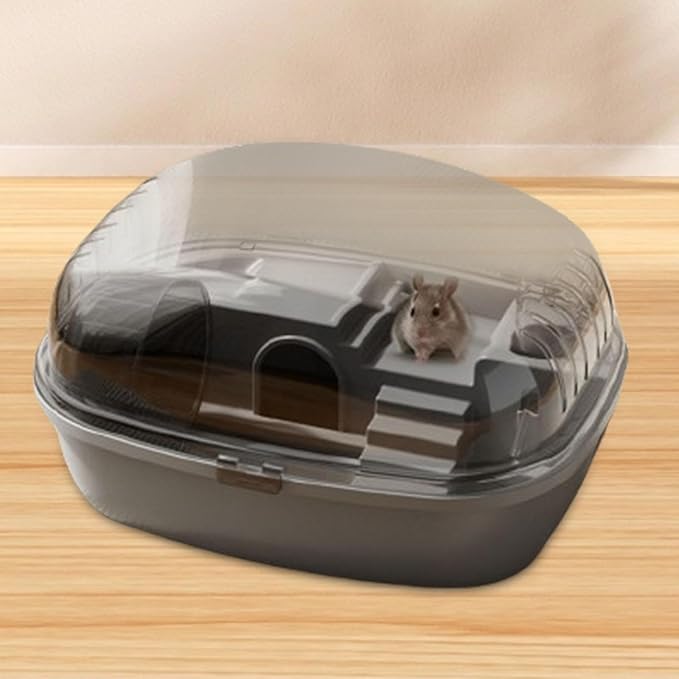 Deluxe Hamster Home with Clear Top and Easy Access, Gray