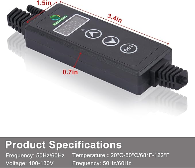 Reptile Dimming Thermostat, PID Thermostats for Reptile Tanks, Digital Thermostats for Reptile Heating Mat & Heaters, Breeding Incubation, Seed Germination (68-122°F/20-50℃)