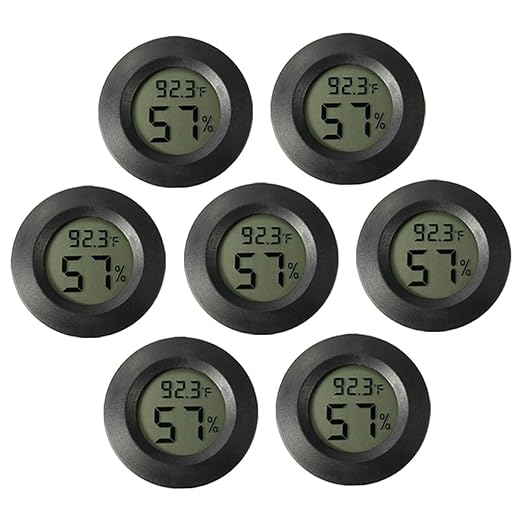 GALPADA 7pcs Digital Aquarium Thermohygrometer Mini Reptile Tank Humidity Temperature Gauge Humidity Monitor for Home Office