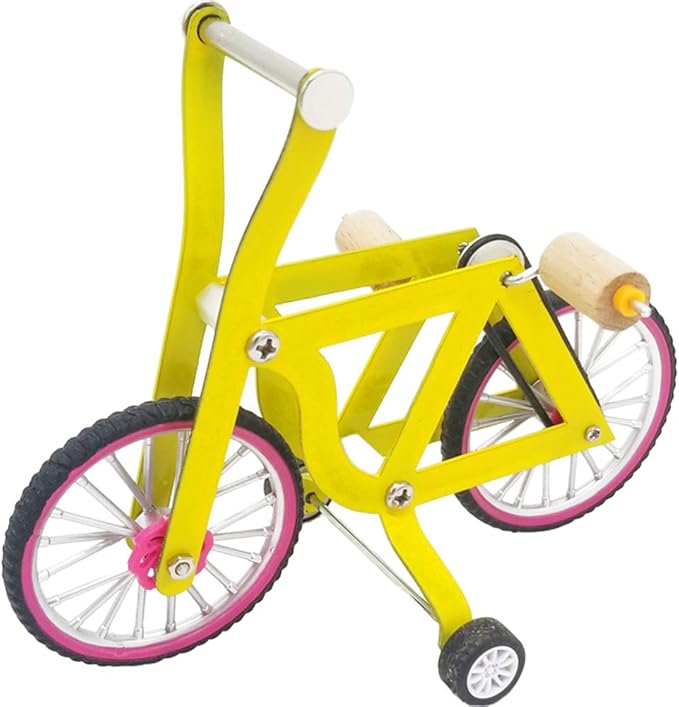 QBLEEV Bird Intelligence Training Toy - Parrot Puzzle Bicycle for Small & Medium Birds - Educational Table Top Trick Prop & Foot Talon Toy for African Grey, Cockatoo & Conures