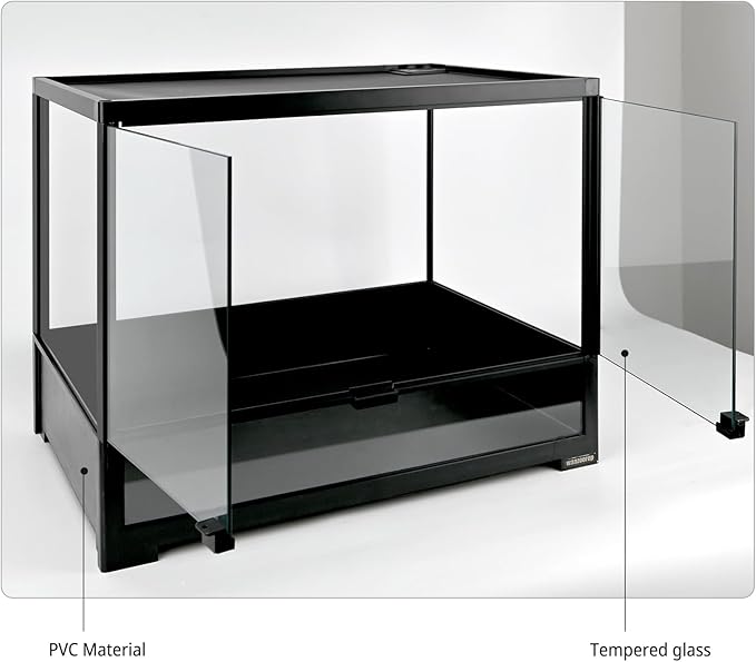 23 Gallon Reptile Terrarium Glass Tank 24"*18"*12.6" Knock-Down Cage Enclosure with Double Front Openning Door and Top Screen Ventilation for Bearded Dragon,Tortoise,Gecko,Lizards,Snake