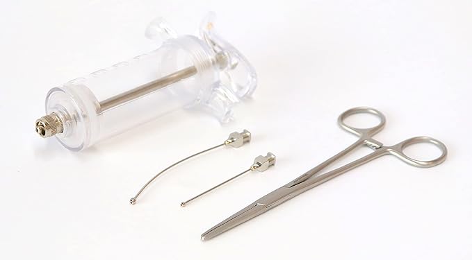 Bird's or Poultry Feeder Syringe, 2-Needle & Forceps Stainless Steel 4-Piece Kit Fer All Bird's