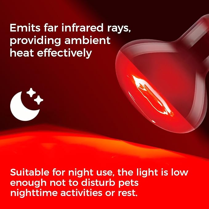 Infrared Reptile Heat Bulb Lamp 75W, 2-in-1 Day & Night Combo, Infrared Heat Lamp & UVA Sunlight Heating Lamp for Reptile Terrariums