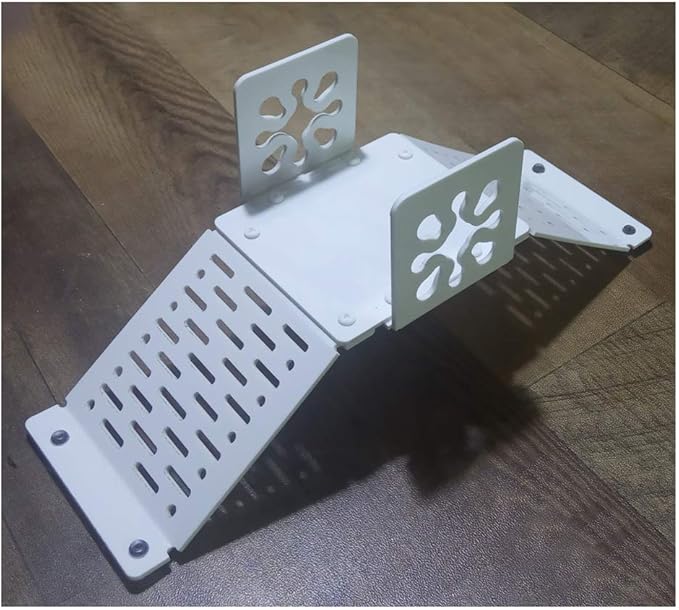 Aquarium Bidirectional Two-Way Bridge Tortoise Turtle Basking Floating Platform,Can Be Suspended at Any Water Level,DIY Assembly (White-Assembly)