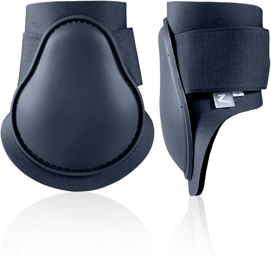 HORZE Chicago Fetlock Rear Boots | Lightweight, Adjustable, Jumping Horse Boots (Pair) - Dark Dark Blue - Cob