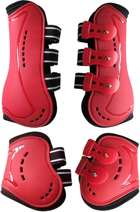 Horse Boots Open Front Jumping Tendon Sport Boots, Hind Fetlock Boots, Secure Leg Protection, Classic Breathable Equine Supplies, Set of 4