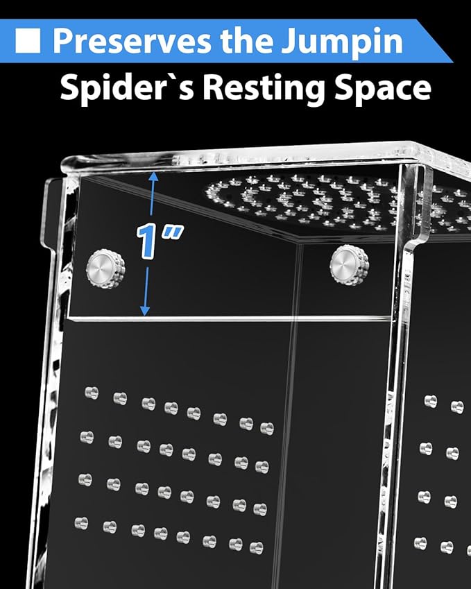 Jumping Spider Enclosure - 3x3x6 Inch Mini Tarantula Enclosure, Small Jumping Spider Accessories terrarium, Acrylic Full Transparency Child Play Tortoise Enclosure, Bug Terrarium, Spider Terrarium