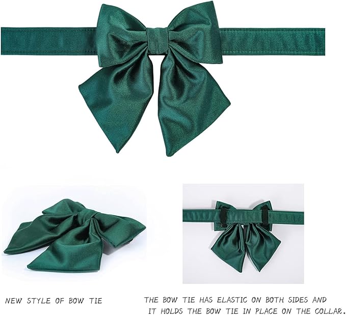 Lionet Paws Bowtie Dog Collar - Comfortable Silk Dog Collar with Detachable Bow Tie for XLarge Dogs, Neck 16-26 Inches