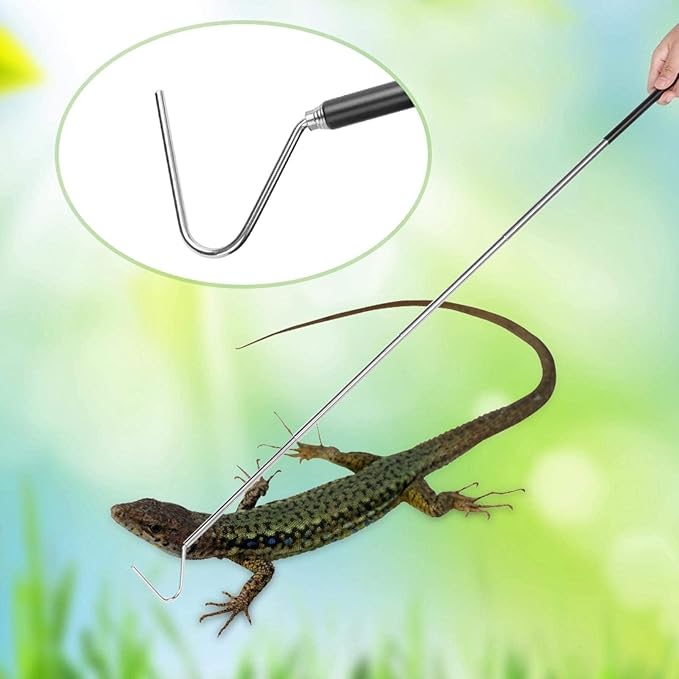 Snake Capture Hook, Stainless Steel Extensible Telescopic Snake Catcher Capture Hook Snake Reptile Catcher(100cm)