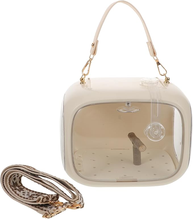 Portable Parrot Carrier Cage with Stand and Ventilation Holes, Breathable Outdoor Bird Transport Bag with Adjustable Shoulder Strap for Small Birds