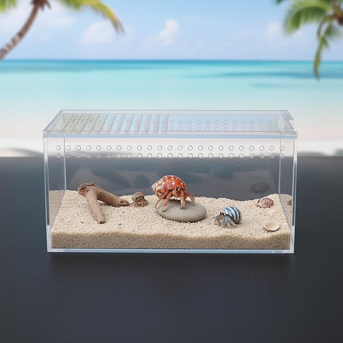 Acrylic Jumping Spider Enclosure Kit,Reptile Tank Escape Proof,Breathable Reptile Terrarium-High Transparency-Tweezer & Temp Sticker Included【No Assembly】