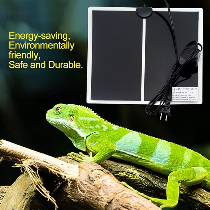 Reptile Heating Pad with Temperature Adjustment 7W/ 14W/ 20W Under Tank Terrarium Heater Heat Mat for Turtle, Tortoise, Snakes, Lizard, Gecko (14W)