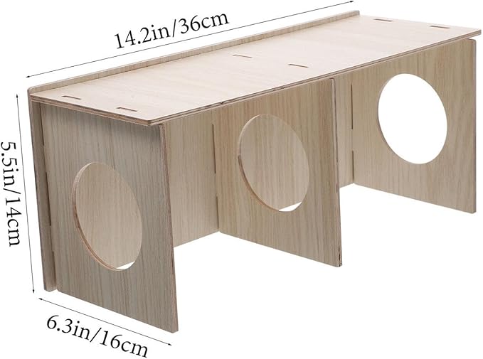 INOOMP Wooden Hamster Hideout Spacious Chewable Cabin for Hamsters and Guinea Pigs Design Comfortable Secluded Home for Pets and Cage Decor