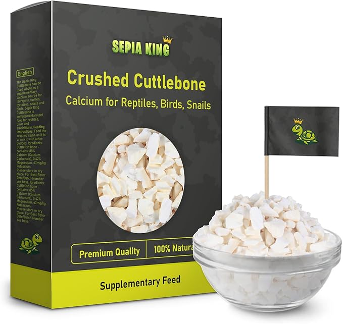 Sepia King - Crushed - 100% Natural Calcium Supplement - Premium Cuttlebone Perfect for Birds, Tortoises, Snails, Reptiles - 3.5 oz