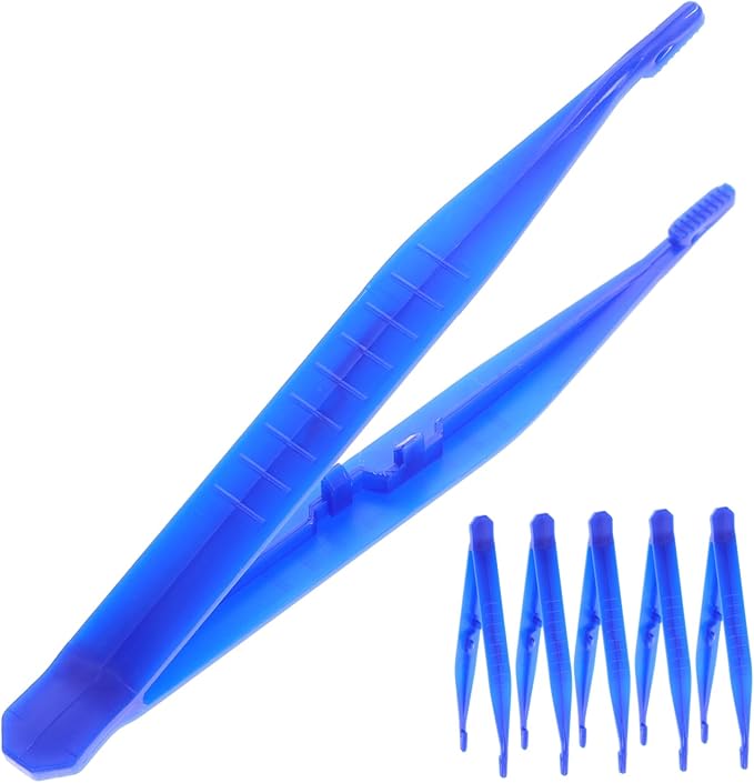 ORFOFE 6pcs Reptiles Feeding Tweezer Set Plastic Feeding Clamp for Lizards and Frogs Curved and Straight Design for Easy Handling of Reptile Food