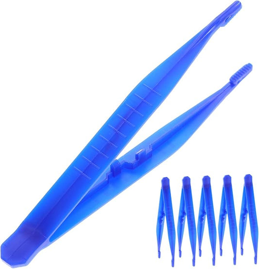 ORFOFE 6pcs Reptiles Feeding Tweezer Set Plastic Feeding Clamp for Lizards and Frogs Curved and Straight Design for Easy Handling of Reptile Food