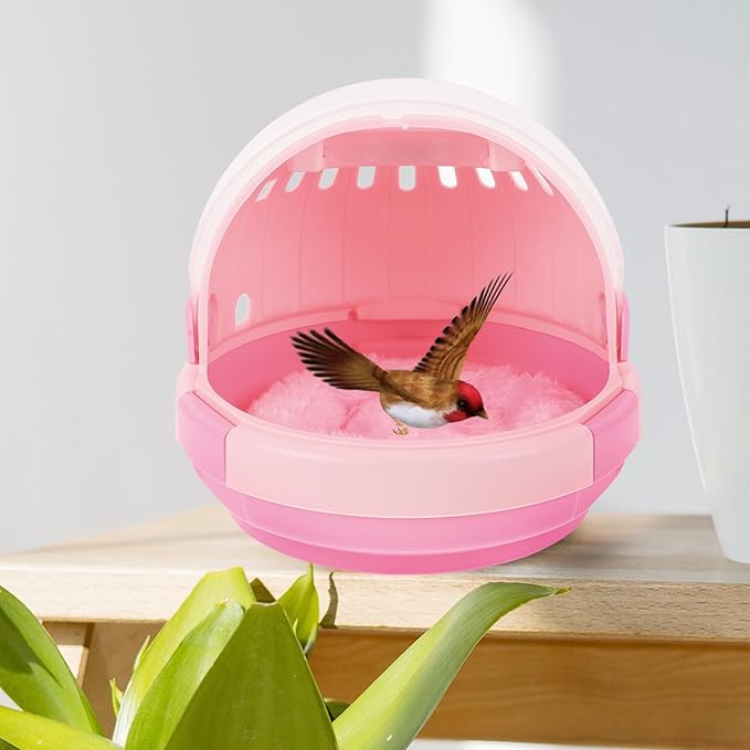 Portable Parrot Travel Cage Carrier with Pad and Nesting Bed, Lightweight Bird Travel Carrier for Cockatiel, Budgerigar, Conure, Suitable for Outdoor Use and Young Birds