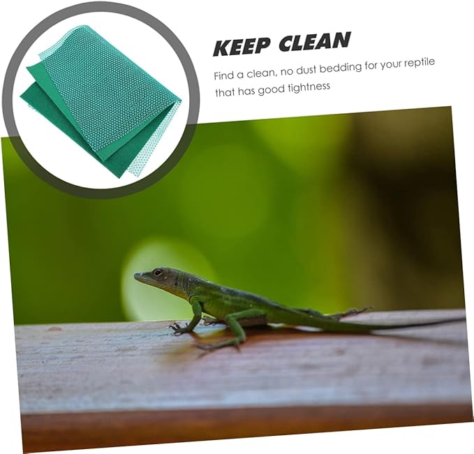 Happyyami 1set Pet Carpet Mat for Reptiles Lizard and Turtle Terrarium Liner Washable Substrate Bedding Green for Bearded Dragon Snake and Tortoise Habitats