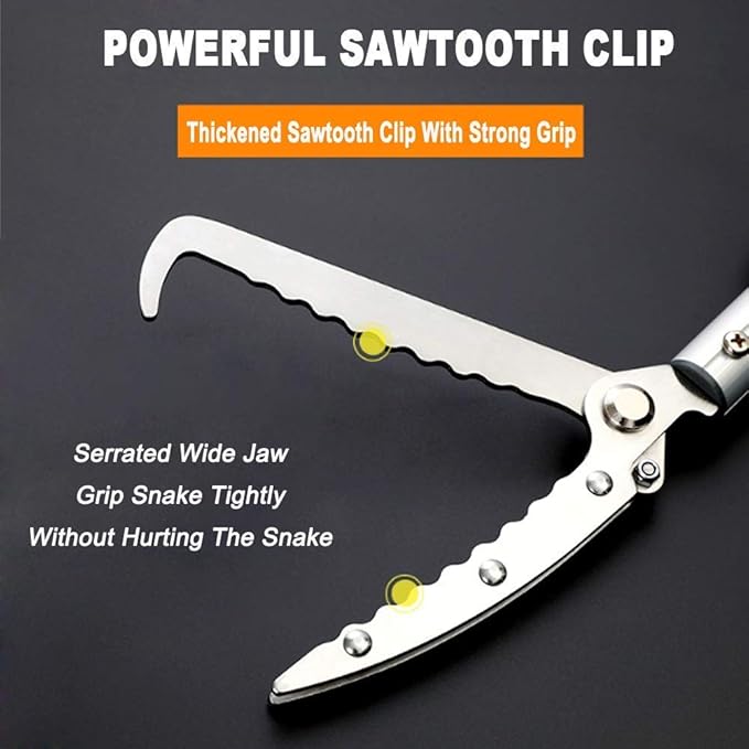 Snake Tong Rattle Snake Reptile Catcher Grabber,with Wide Jaw and Comfortable Grip Handle, Handling Tool Equipped with Snake Hook and Bagging,More Professional (60 Inch（150cm）)