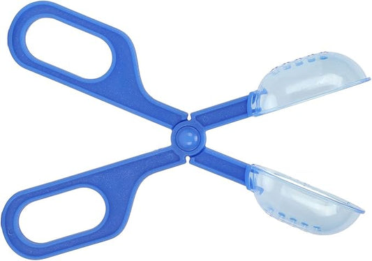 Reptile Feeding Clamp, Amphibian Terrarium Feeding and Cleaning Tool Reptile Poop Scoop, Multipurpose Reptile Feeding Claw Collector Reptile Feeding Clip with Vents for Tortoise Lizard Spider(Blue)