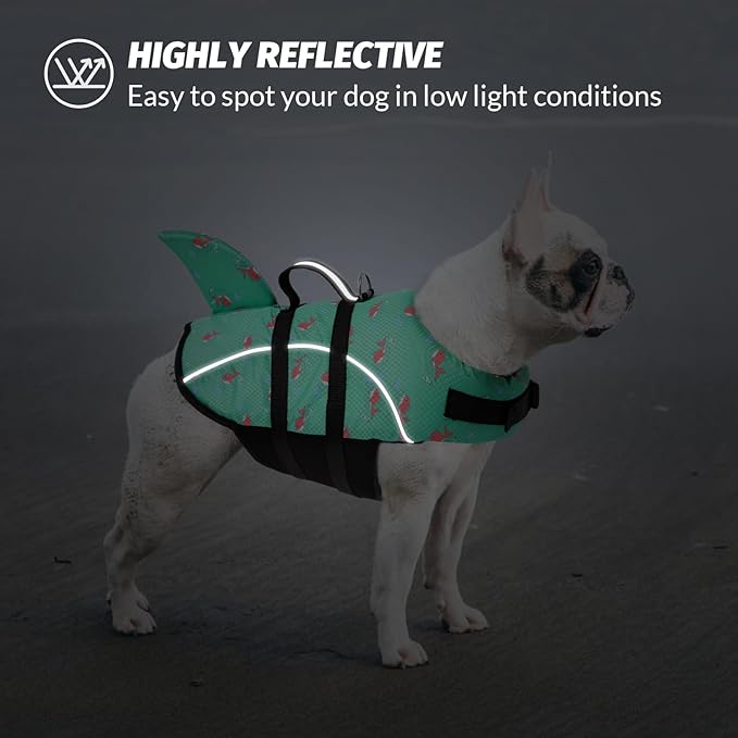 Queenmore Cat Life Vest, Extra Small Dog Shark Life Jacket, XXS Tiny Dog Vest for Swimming and Boating, Lightweight Puppy Swimming Vests for Small Dogs and Cats with Rescue Handle/Leash Hook