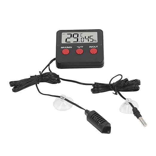 Omabeta Mini Digital Temperature and Humidity Meter with 2 Probes for Incubator,Portable Hygrometer Temperature Monitor for Reptile Tank,Compact Size