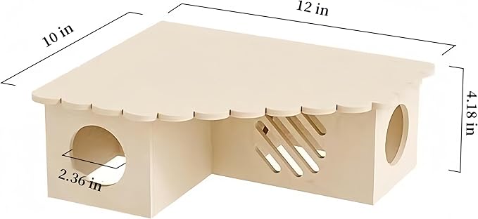 Hamster Hideout Wooden House - Multi-Functional Hamster Cage Accessories with Platform, Ventilated Hamster Hides & Cozy Hamster House for Small Pets (Syrian, Dwarf Hamsters)
