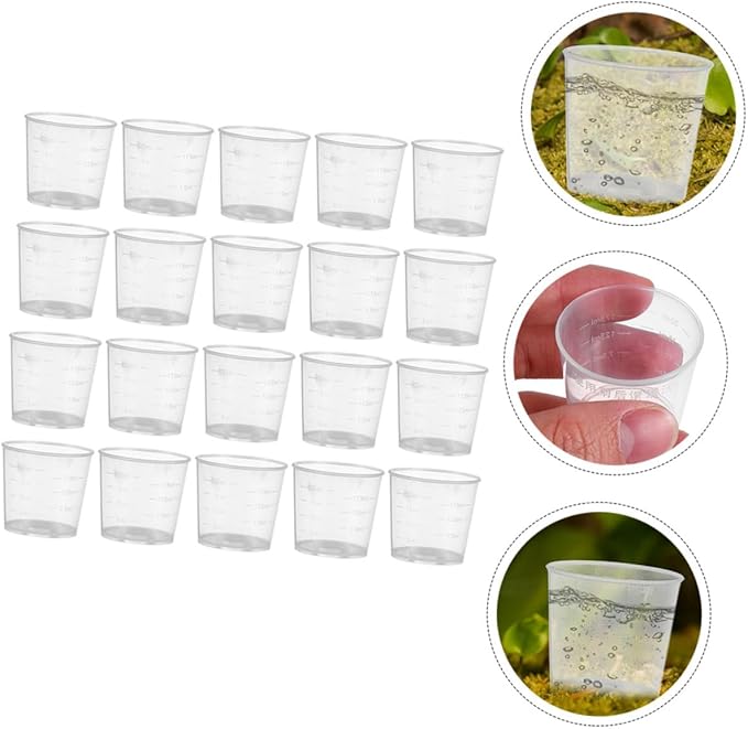 Totority 30Pcs 20ml Reptile Feeding Cups Set Washable Scale Measuring Cups for Lizards Snakes and Tortoises Sturdy Food and Water Bowls for Reptile Care