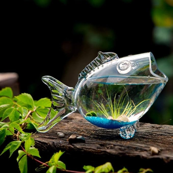 Fish Bowls Creative Fish Tank Aquarium Fish-Shaped Glass Fish Tank Goldfish Tank Living Room Turtle Tank Fish & Aquariums-S