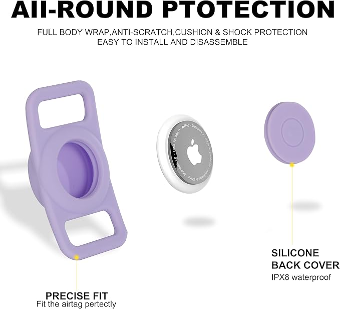 Dog Leash and Collar, Dog Seat Belt for Car, Reflective Nylon, Metal Buckle, IP68, Padded Handle Leash, Durable and Comfortable, for Small Medium Large Dogs (Lavender Purple, L)