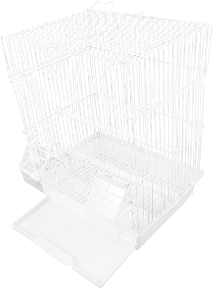 Luxshiny Portable Metal Bird Cage for Parrots and Parakeets Breathable Steel Travel Carrier with Spacious Design Secure Wire Construction for Comfortable Pet Transport