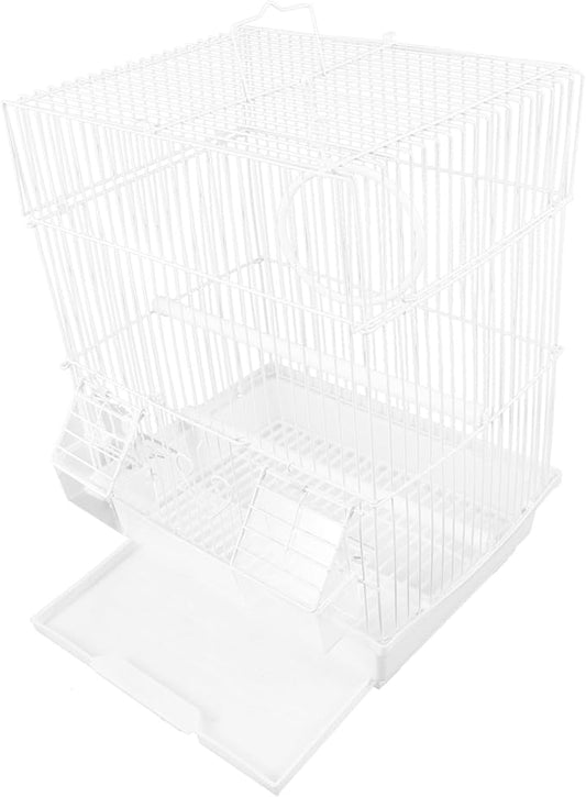 Luxshiny Portable Metal Bird Cage for Parrots and Parakeets Breathable Steel Travel Carrier with Spacious Design Secure Wire Construction for Comfortable Pet Transport