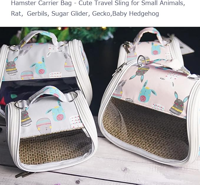 Hamster Carrier Bag Small Animal Portable Breathable Bird Outgoing Bag for Guinea Pig Hedgehog Squirrel Chinchilla Small Parrots and Other Similar Sized Animal Carrying Travel (L-23 * 20 * 15??,Grey)