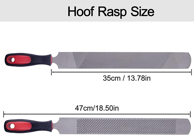 Hoof Rasp for Horses, Horseshoe File, 18 Inches Black Farrier Hoof Rasp Tool with Handle, Suitable for Repair Horse Hooves, Goat Hooves, Cow Hooves and Wood Working