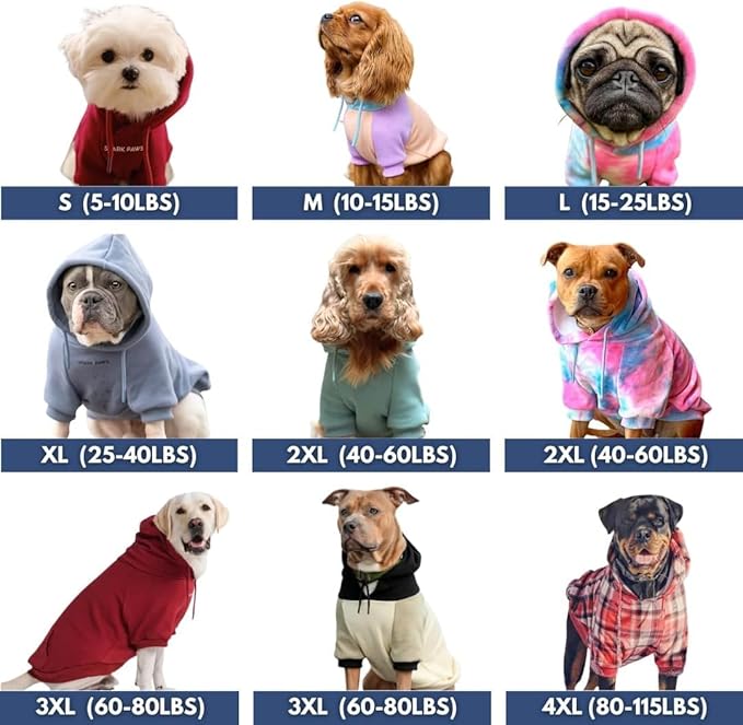 Spark Paws Dog Hoodie – Premium Dog Sweater for Small, Medium, and Large Dogs | Warm Outfits for French Bulldogs, Pitbull, Puppy, Winter Jacket Alternative - Blossom - 4XL