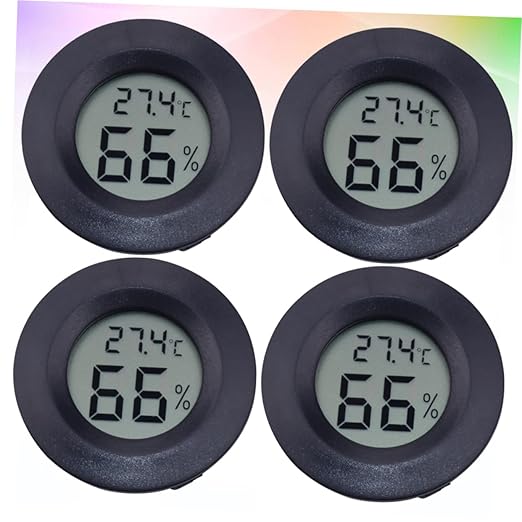 Kisangel 4pc Digital Room Thermometer Hygrometer Temperature Sensor for Reptile Pet Box Reptile Pet Humidity Compact Design Celsius Display