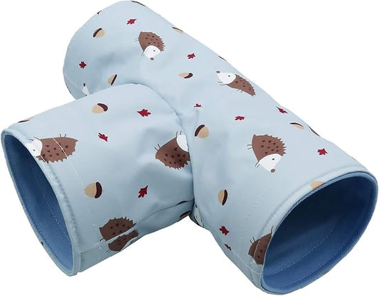 Handmade Small Animal 3-Way Hideout Tunnel Collapsible Pet Play Toy Tunnel Tube for Dwarf Rabbit Hamster Guinea Pig Chinchilla Sugar Glider Hedgehog (Blue)