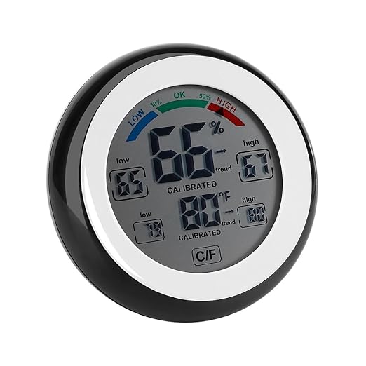 Digital Hygrometer Thermometer LCD Humidity Temperature Meter for Home Office Digital Hygrometer (Black)