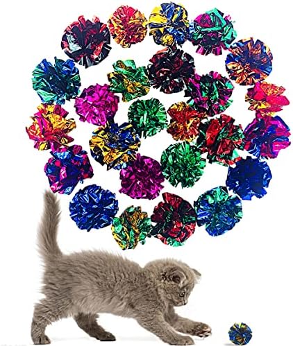 PET SHOW 20 Pack Cat Toy Crinkle Balls 2.5inch for Indoor Cats Kittens by PETSHOW