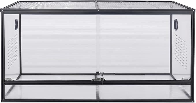 Bearded Dragon Tank 120 Gallon Reptile Terrarium 4x2x2 Ft, Aluminum Reptile Enclosure with 270° View, Mesh Top, Lockable Sliding Glass Doors