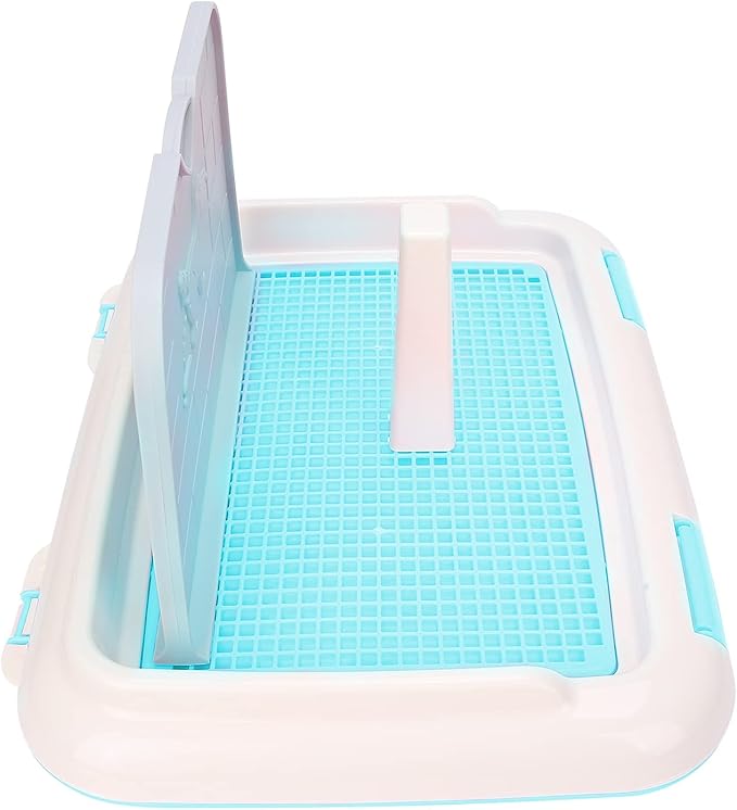 Puppy Dog Potty Tray Pee Pad Holder, Mesh Training Toilet for Small and Medium Dogs, Easy to Clean, Wall for Male Dogs, Ideal for Busy Owners (Blue)