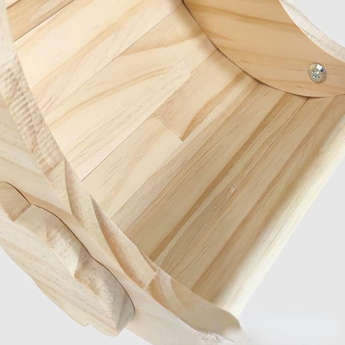 Hamster Hideout Guinea Pig Moon Shape Wooden Cabin Squirrel Wooden House for Sugar Glider Chinchilla Cage Accessories (L)