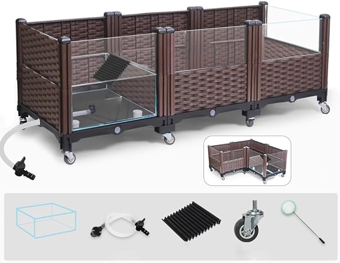 Tortoise Shallow Water Turtle Habitat, Home Turtle Breeding Box, Plant Planting Ecological Breeding Box, Drainage & Wheels – 47.2” Tortoise Habitat for Turtles, Lizards, Snakes & More