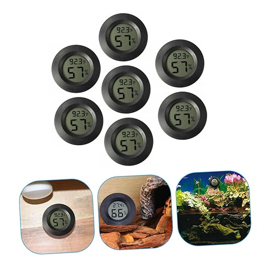 Toddmomy 7pcs Bearded Dragon Tank Accessories Electronic Mini Thermohygrometer Digital Humidity Temperature Gauge